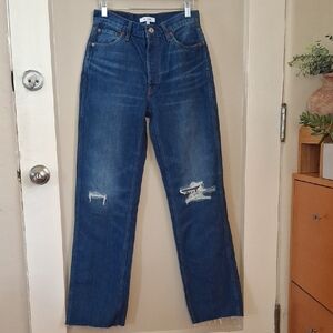 Re/Done 90s High Rise Loose Button Fly Blue Denim Jeans_1